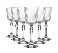 Bormioli Rocco 6 Piece America '20s Cocktail Glasses Set - Vintage Art Deco Cocktail Wine Stemware Glass - 250ml