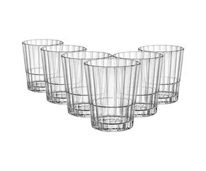 Bormioli Rocco 6x Clear 374ml Oxford Bar Stacking Double Whisky Glasses - Glass Old Fashioned Scotch Bourbon Rum Cocktail Drinking Tumblers Set