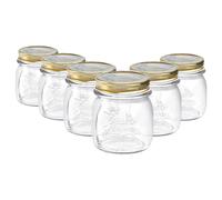 Bormioli Rocco Quattro Stagioni Glass Storage Jars - Traditional Kitchen Food Canister with Screw Top Lid - 250ml - Pack of 6