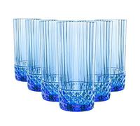 Bormioli Rocco America '20s Highball Glasses - Vintage Art Deco Cocktail Tumblers - 490ml - Sapphire Blue - Pack of 12
