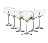 Bormioli Rocco Bartender Glass Champagne Coupe Saucers - Italian Prosecco Sparkling Wine Saucer Glasses - 305ml - Clear - Pack of 6