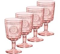 Bormioli Rocco Bormioli Romantic Pack of 4 Glasses, Glass, Pink, 32 cl