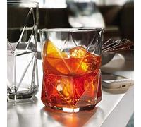 Bormioli Rocco Cassiopea Double Old Fashioned Glasses 14.4oz / 410ml - Set of 4 - Unique Geometric Whisky Rocks Tumbler