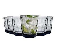 Bormioli Rocco Diamond Dimpled Double Old Fashioned Tumblers - Ocean Blue - 390ml - Pack of 6