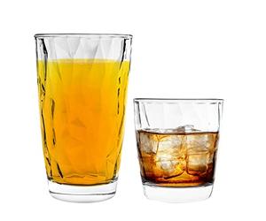 Bormioli Rocco Diamond Water Tumblers and Highball Cocktail Glasses - 300ml, 470ml - 12pc Set