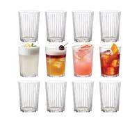 Bormioli Rocco Exclusiva Gin Fizz Glasses, 12-17oz Ribbed Star Crystal Tumblers with XLT Treatment - Durable Cocktail Glasses for Everyday Use Dishwasher Safe