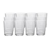 Bormioli Rocco Exclusiva Gin Fizz Glasses, Set of 12-17 Oz. Ribbed Drink Tumblers Made of Star Crystal Glass with XLT Treatment - Durable Cocktail Glasses for Daily Use, Dishwasher Safe