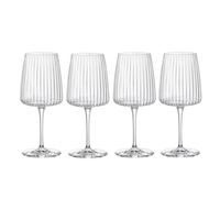 Bormioli Rocco Exclusiva Merlot Glasses, Set of 4-18 Oz. Ribbed Long Stem Star Glass Goblets with XLT Reinforced Stems - Italian-Made Red Wine Drinkware - Dishwasher Safe Crystal Glasses