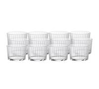Bormioli Rocco Exclusiva Rum Tumblers, Set of 12-7.25 Oz. Ribbed Drinking Glasses with Crystal Star Glass & XLT Treatment, Made in Italy - Durable Cocktail Tumblers for Daily Use, Dishwasher Safe