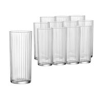 Bormioli Rocco Exclusiva Tom Collins Glasses - Set of 12, Laser Cut Thin Rim, Secure Edge Thermal Strong Rims - 16oz Star Glass Tumblers for Cocktails, Water & Beverages, Made in Italy, Lead-Free