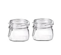 Bormioli Rocco Fido Clear Glass Jar with 85 mm Gasket,0.5 Liter (Pack of 2)