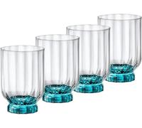 Bormioli Rocco Florian 12.6 oz. Double Old Fashioned DOF Glasses, Lucent Blue, Set of 4