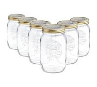 Bormioli Rocco Mason Jar 1 Litre Quattro Stagioni Set of 6, 6 x Quattro Stagioni 1000 ml White