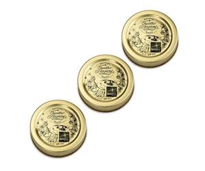 Bormioli Rocco Metal Replacement Lids for Quattro Stagioni Preserving Hermetic, Resealable Sets of 3, 56 mm, Gold