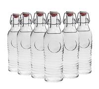 Bormioli Rocco Officina 1825 Drinking Bottle 1.2 Litres Set of 6 with Travel Motif