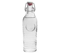 Glass Water Bottle Flip Top Carafe Table Jug, Bormioli Rocco Officina - 1.2L