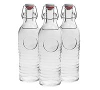 BORMIOLI ROCCO Officina Vintage 1825 Glass Bottle with Removable Cap - 1200 ML (37.25 oz) - Set of 3