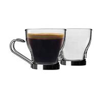 Bormioli Rocco Oslo Espresso Cup with Metal Handle 100ml, Hard Glass, 6 Cups