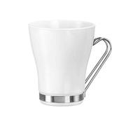 Bormioli Rocco ‘Oslo’ White Coffee Mugs Set of 4 (235ml) - Stylish Glass Cups for Hot Drinks: Cappuccino/Latte/Tea - Toughened Opal Glass - Microwave & Dishwasher Safe - Luxury Italian Tableware
