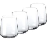 Bormioli Rocco Planeo Set of 4, Stemless Wine Glasses, and DOF Drinking Glass, 12.25 Oz, Clear Crystal Star Glass, Dishwasher Safe, Made in Italy.