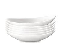 Bormioli Rocco Prometeo 9" Soup and Pasta Plates Opal Glass Dinnerware, White, Set of 6