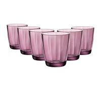 Bormioli Rocco Pulsar Double Old Fashioned Glasses - Dishwasher Safe Glass Whisky Whiskey Tumblers Set - 390ml - Purple - Pack of 6