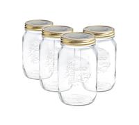 Bormioli Rocco Quattro Stagioni Glass Preserving Jars - 1L - Clear - Pack Of 4, Clear
