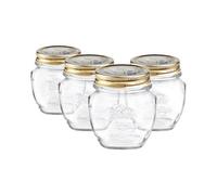 Bormioli Rocco 4x Clear 300ml Quattro Stagioni Glass Preserving Jars - Airtight Screw Lids Storage Canning Mason Jam Preserve Container Set