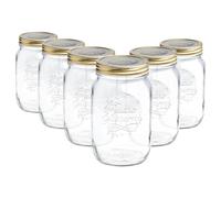 Bormioli Rocco Quattro Stagioni Glass Storage Jars 1 Litre Pack of 6 in Clear Bormioli Rocco Clear