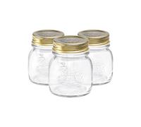 Bormioli Rocco Quattro Stagioni Glass Storage Jars - Traditional Kitchen Food Canister with Screw Top Lid - 150ml - Pack of 3