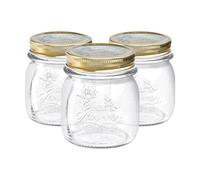 Bormioli Rocco Glass Storage Jars Quattro Stagioni - 250ml, Screw-top Lid - Pack of 3, Clear