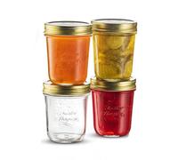 Bormioli Rocco Quattro Stagioni set of 4 Clear Airtight Mason Jars, 17 Oz. Made from BPA Free Durable Glass, Made In Italy.