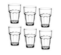 Bormioli Rocco Rock Bar 16.25 oz. Cooler Stackable Tempered Beverage Glasses for Cold Drinks, Water, and Cocktails, Set of 6, Clear