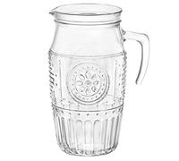 Bormioli Rocco Romantic Glass Water Jug - Floral Decorated Boho Cocktail Serving Pitcher - 1.8 Litre - Clear