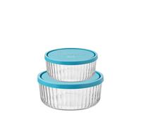 Bormioli Rocco Set Of 2 Frigoverre In Wavy Glass With Lid 12/15 Cm