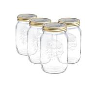 Bormioli Rocco Set of 4 Food Preserve Jars with Airtight Screw Lid from Quattro Stagioni - 1 Litre