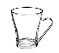 Bormioli Rocco Set of 6 Glass Cappuccino Cups with Stainless Steel Handles 22cl