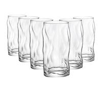 Bormioli Rocco Sorgente Highball Glasses - Modern Ridged Water Juice Cocktail Tumblers - 460ml - Pack of 8