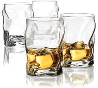 Bormioli Rocco Sorgente Water Glasses, Gift Boxed, Set of 4 | Boulder-like shape for whiskey & cocktails, stackable design, crystal clear & lead-free glass, dishwasher safe, made in Italy