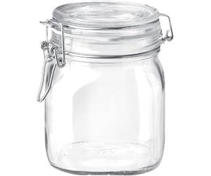 Bormioli Rocco SYNCHKG009319 B0727PL21D Fido Clear Glass Jar with 85 mm Gasket, .75 Liter, Stainless Steel, Transparent
