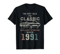 Born 1991 I'm not Old I'm Classic 35th Birthday Car T-Shirt, Men, Black, Medium