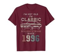 Born 1996 I'm not Old I'm Classic 30th Birthday Car T-Shirt, Men, Burgundy, Large