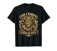 Born a Warrior, Raised an Eejit Funny Irish Viking Humour T-Shirt