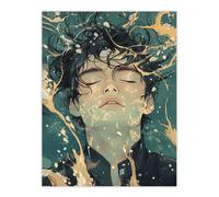 Born Again Mindfulness Waves Conceptual Art Wall Art Print Artery8 Blue W24 inch x H32 inch