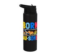 Born Au-Some T-Rex Dino Dinosaurs Autism Awareness Month Stainless Steel Insulated Water Bottle