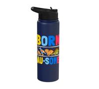 Born Au-Some T-Rex Dino Dinosaurs Autism Awareness Month Stainless Steel Insulated Water Bottle