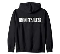 Born Fearless Military Style Mindset Typography Graphic Zip Hoodie