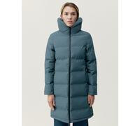 Born female Funnel Neck Longline Puffer Coat - M - Air Force Blue, Air Force Blue,Ecru