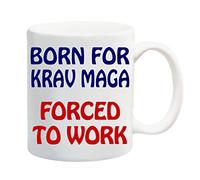 Born for Krav MAGA Forced to Work Mug Gift Present Contact Sport