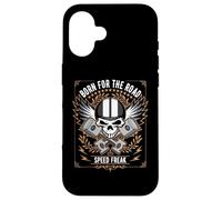 Born for the Road Speed Freak Retro Skull Design Case for iPhone 16